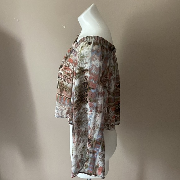 Honey Punch Women’s Brown Boho Off The Shoulder Bell Sleeves Crop Top One Size - Picture 3 of 7